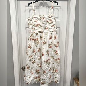 Abercrombie & Fitch White Midi dress with garden design